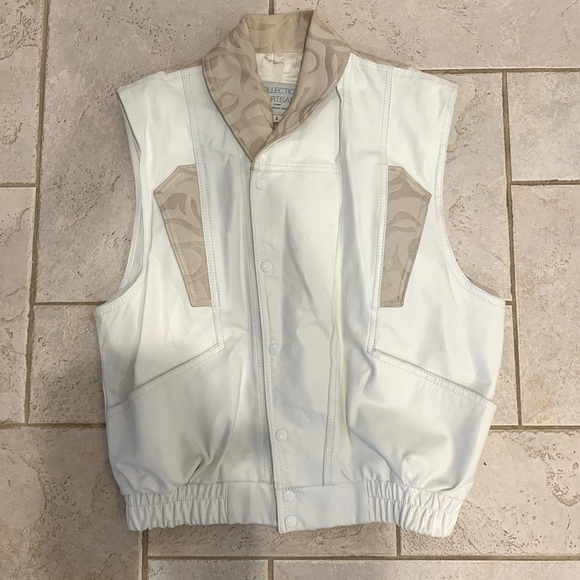 White Leather Jacket/Vest Combo - Picture 3 of 7